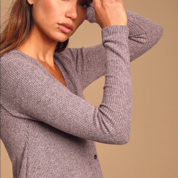 Heather Lavender Button-Front Sweater Dress - Picture 3 of 5